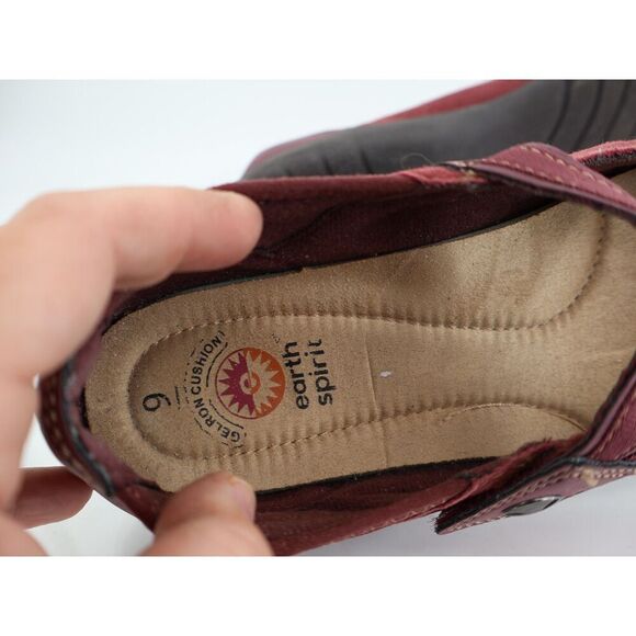 Earth Spirit Shoe Women's Size 9 Mary Jane Ballet Flats Red Leather Slip On - Picture 5 of 11